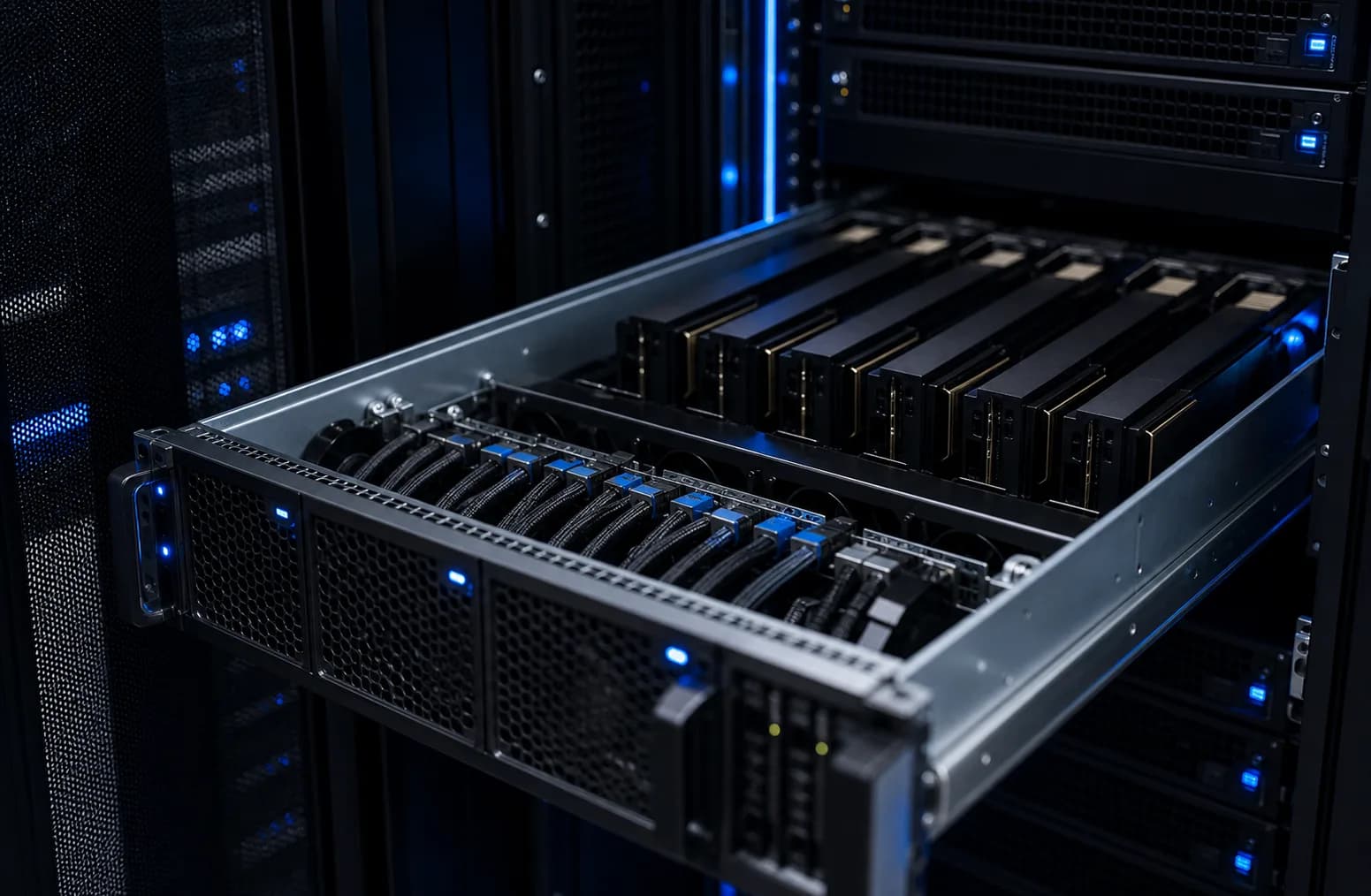GPU server hardware prepared for AI workloads